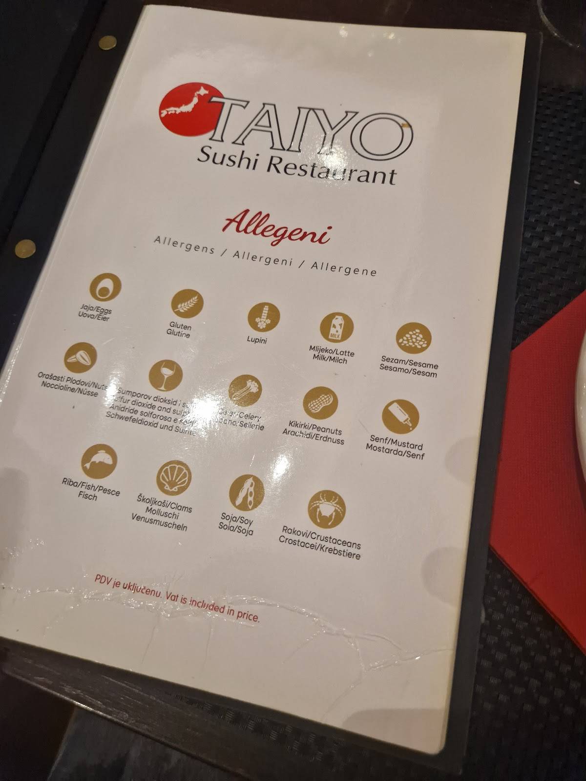 Menu di Taiyo 