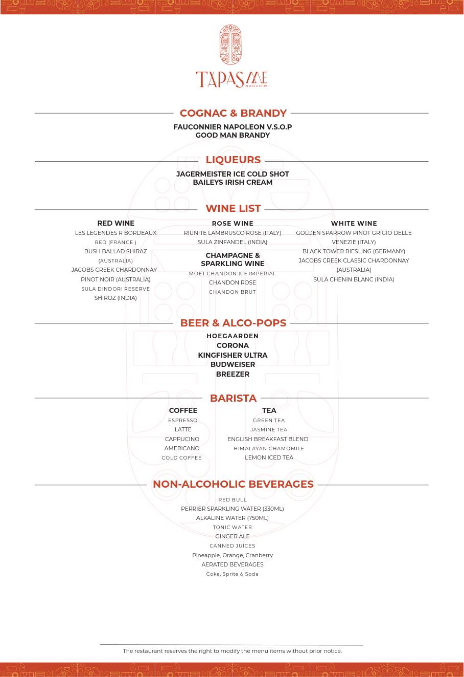 TapasMe menu