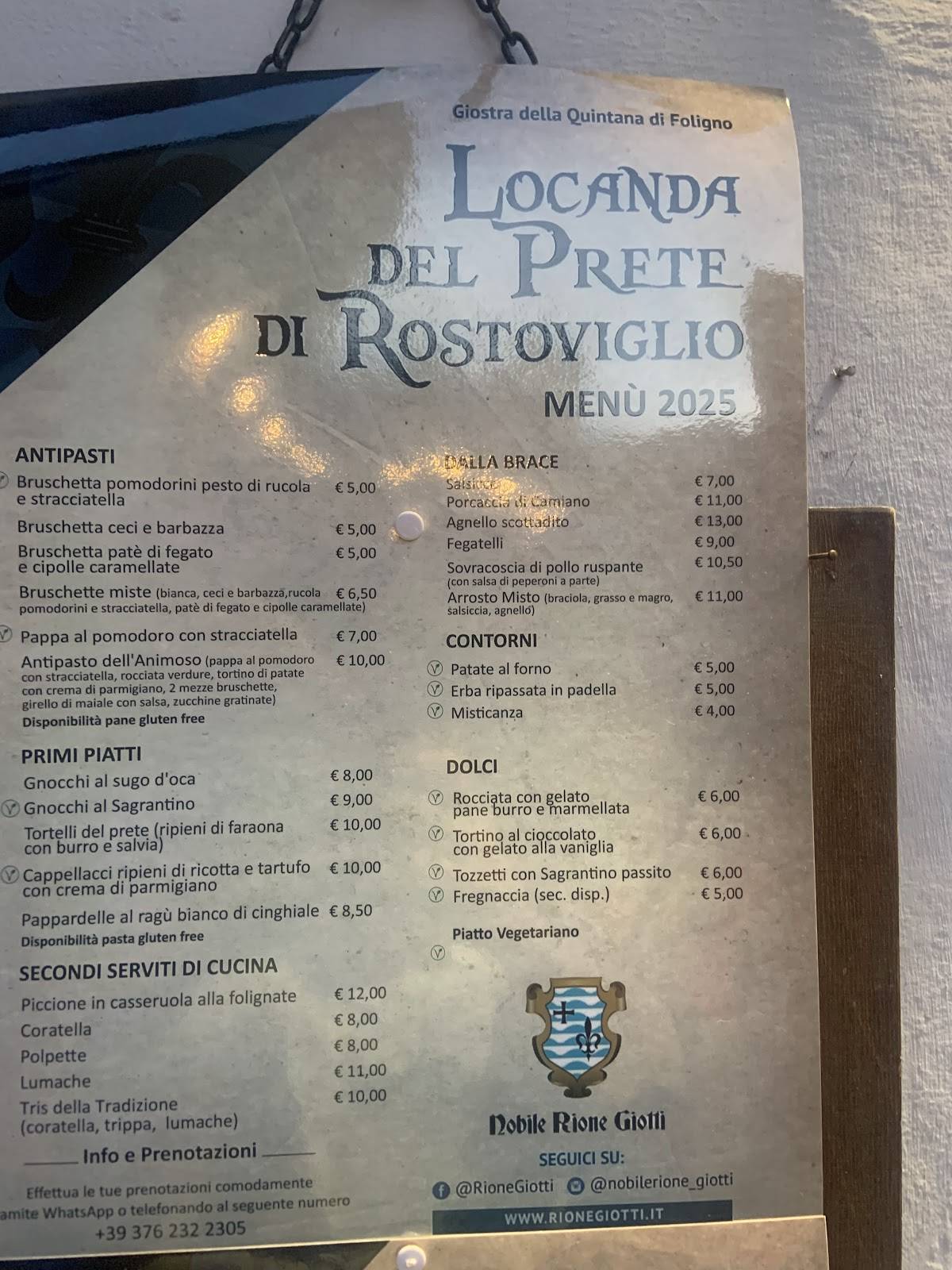 Menu di Taverna Nobile Rione Giotti 