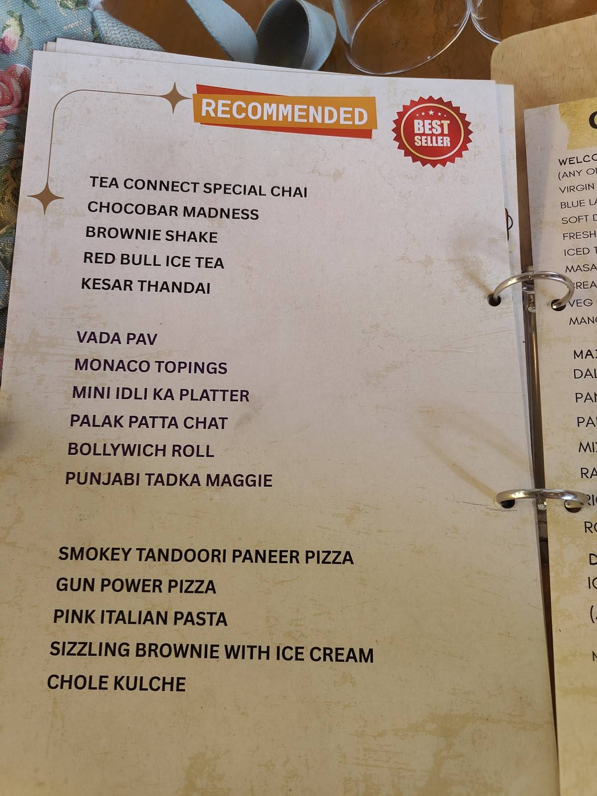 Tea Connect menu
