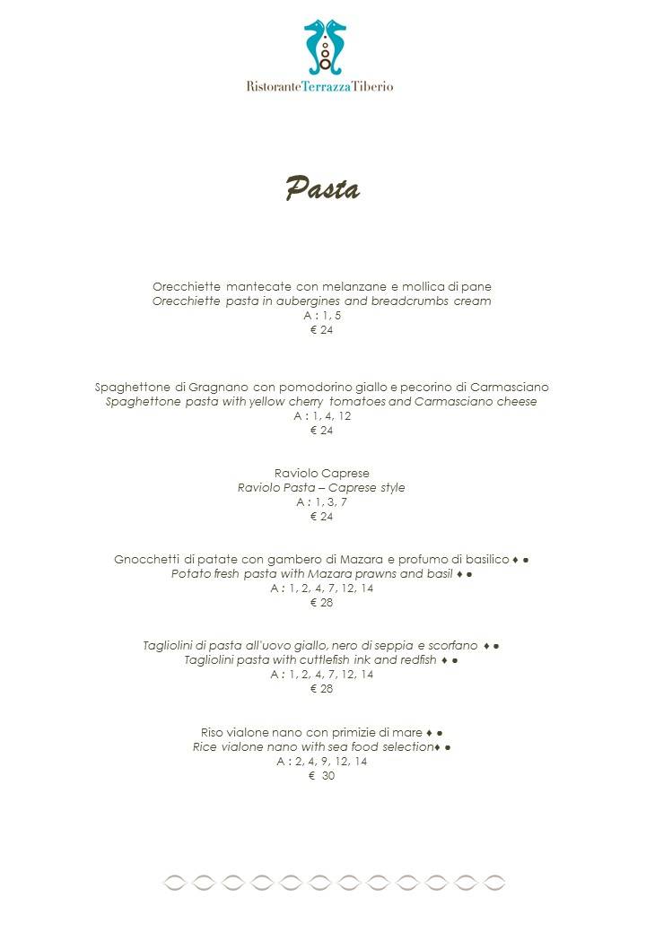 Menu di Terrazza Tiberio 