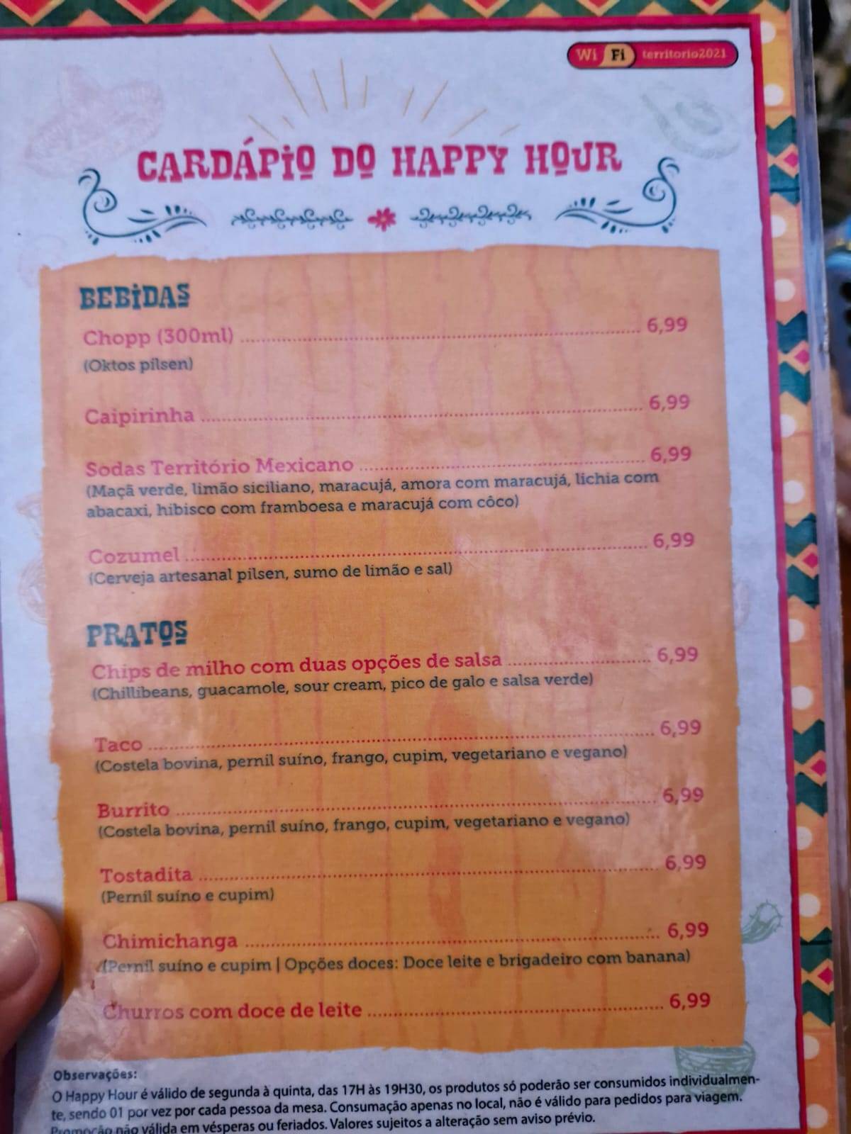 Território Mexicano cardápio