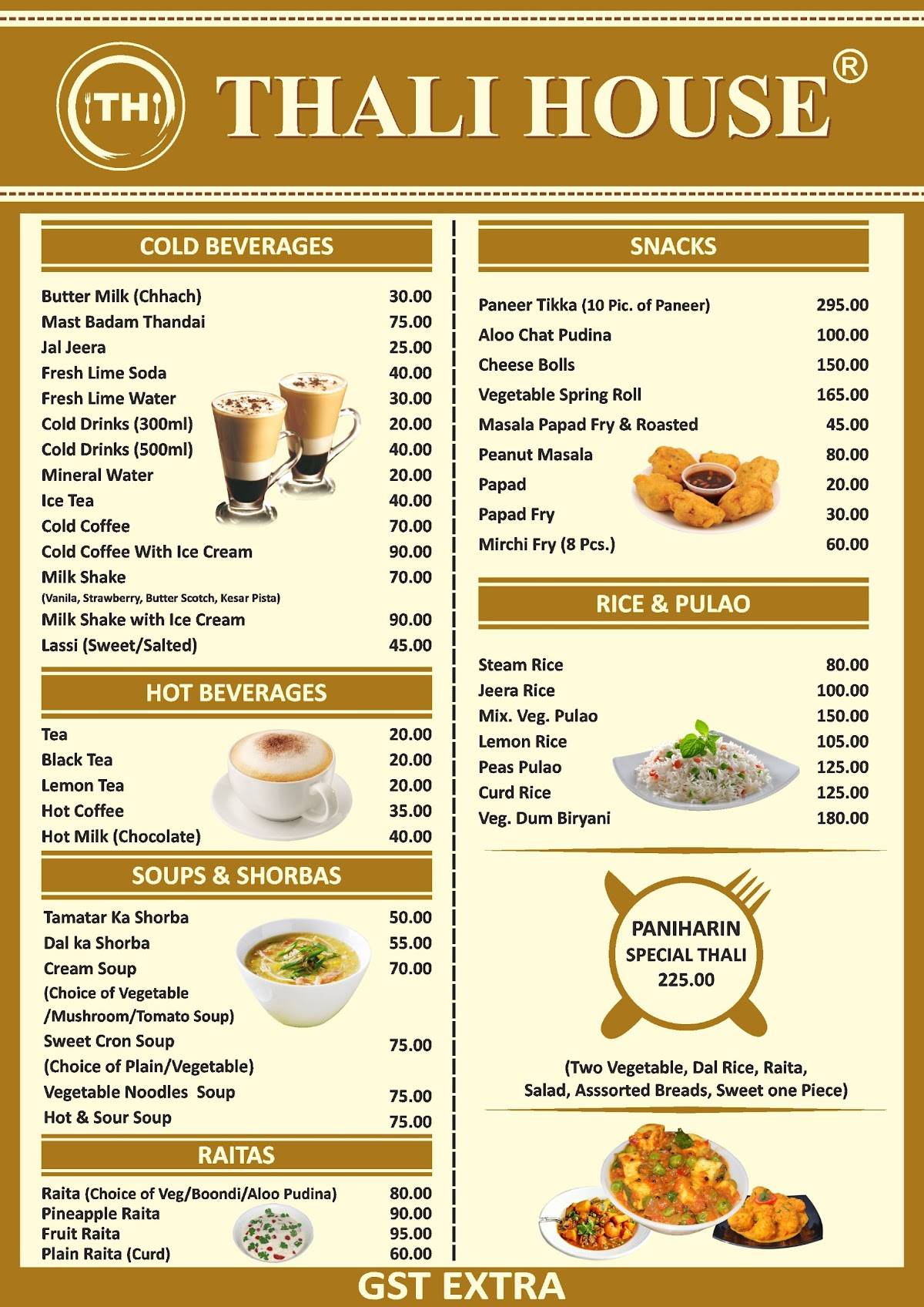 Thali House, Sindhi Camp, Jaipur menu