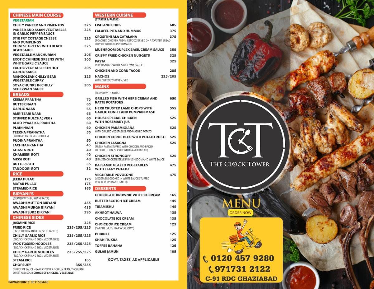 Menu at The Clock Tower, Ghaziabad