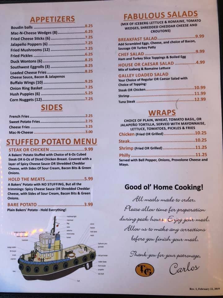 Menu at The Galley restaurant, City