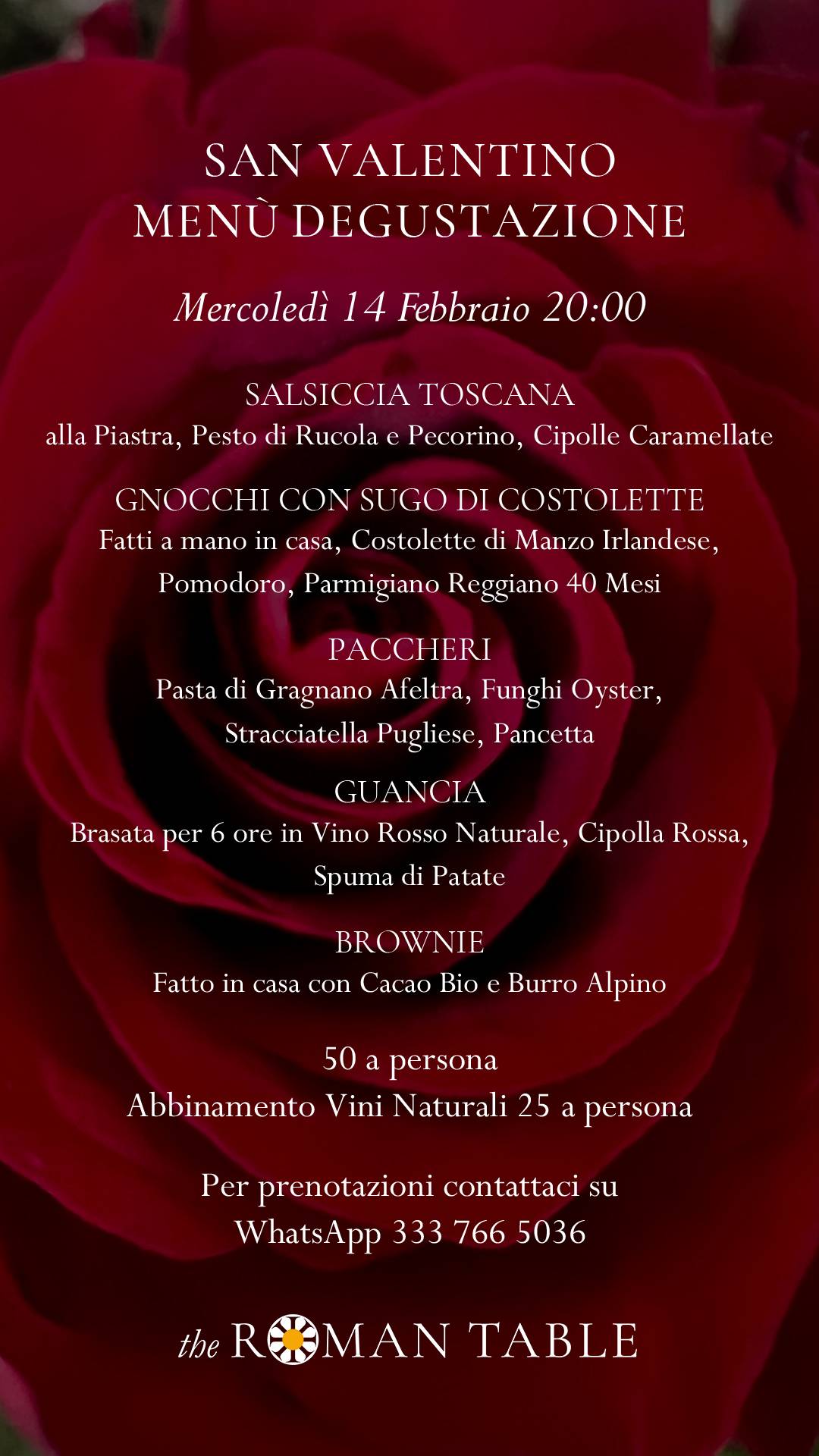 Menu di The Roman Table 