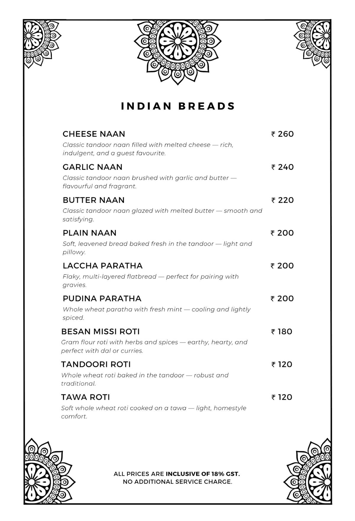 The Sitting Elephant - A Rooftop Restaurant Overlooking River Ganga menu