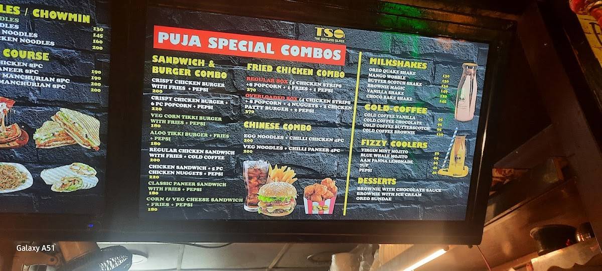 The Sizzling Glass Cafe menu