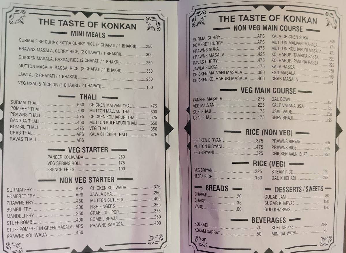 The Taste Of Konkan Borivali menu