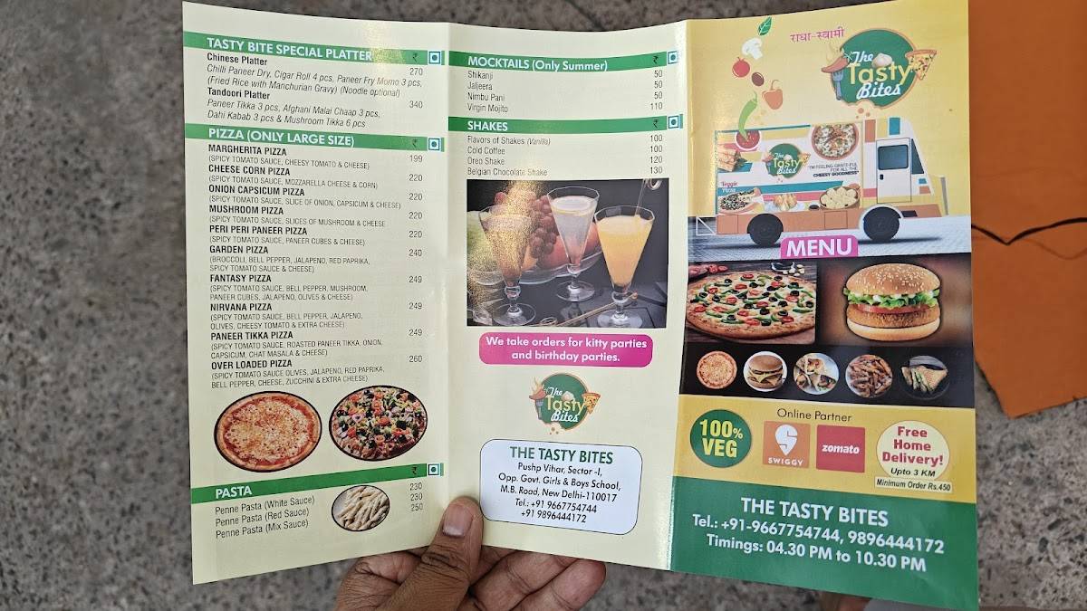 The Tasty Bites menu