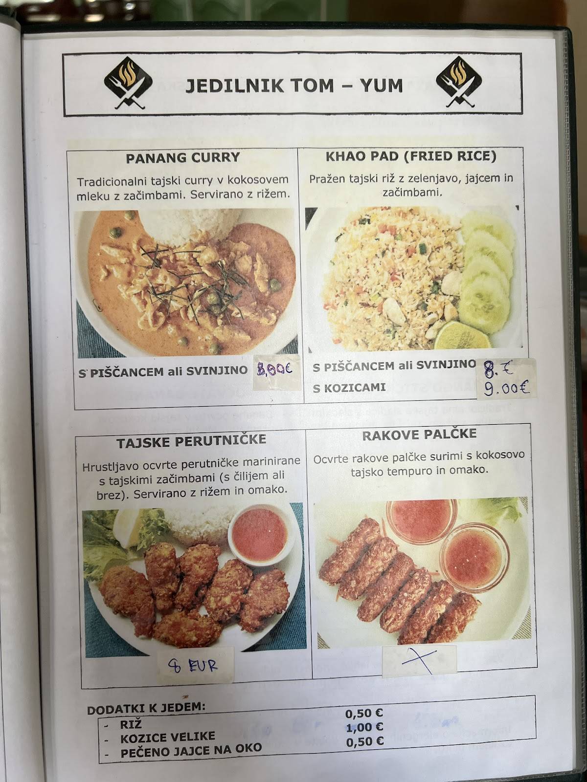 Menu di Tom-Yum, gostinstvo in trgovina, d.o.o. 
