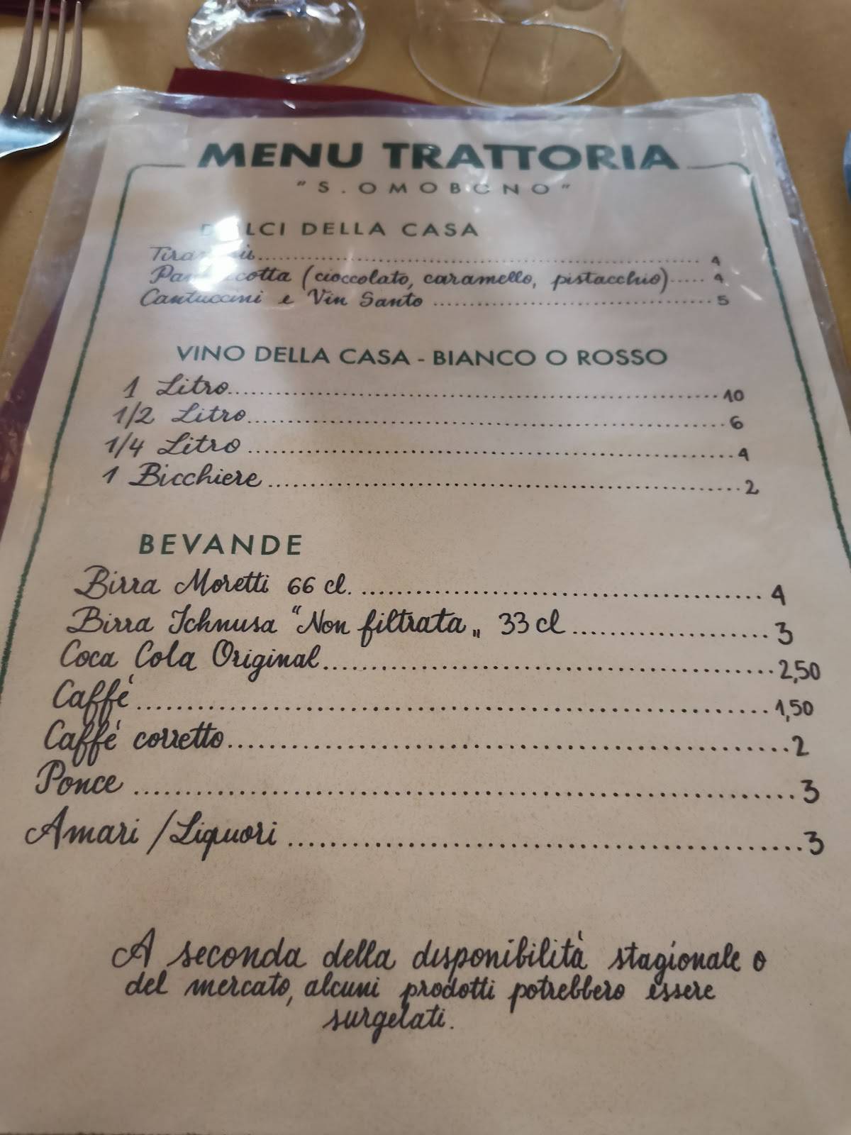 Menu di Trattoria Sant'Omobono 