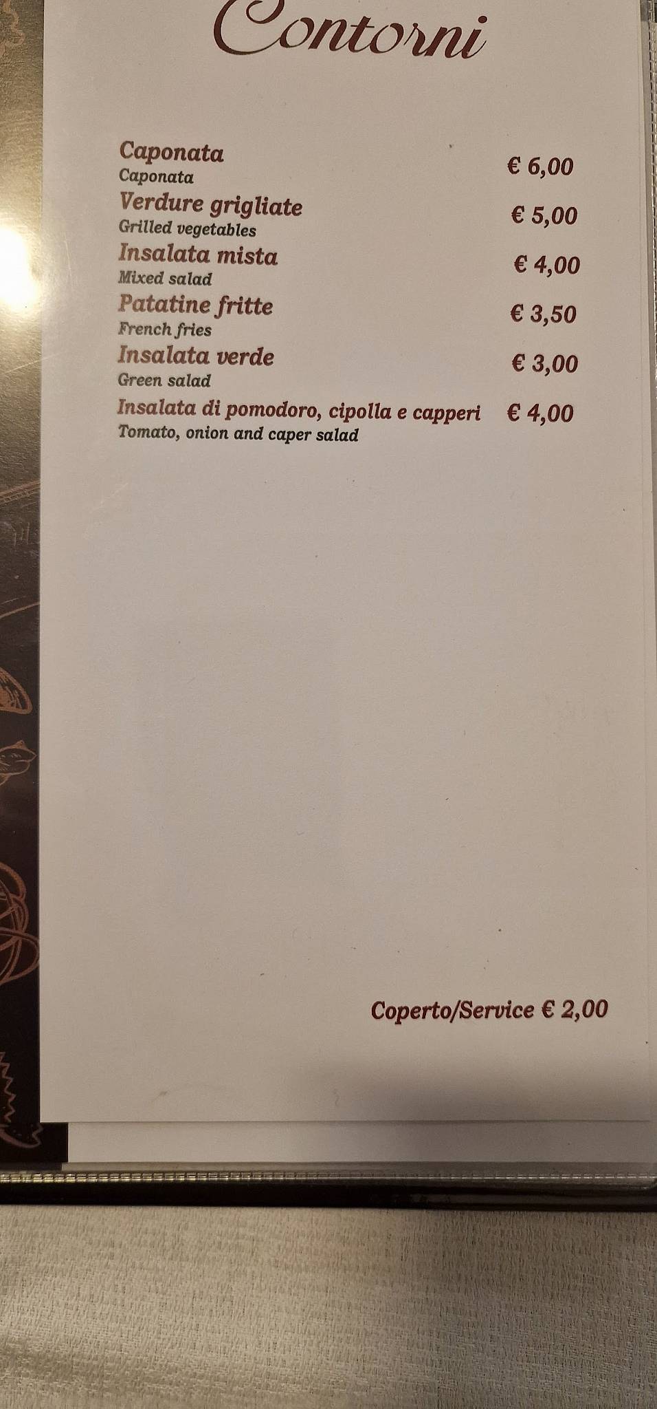 Menu di Trattoria da Fabio 