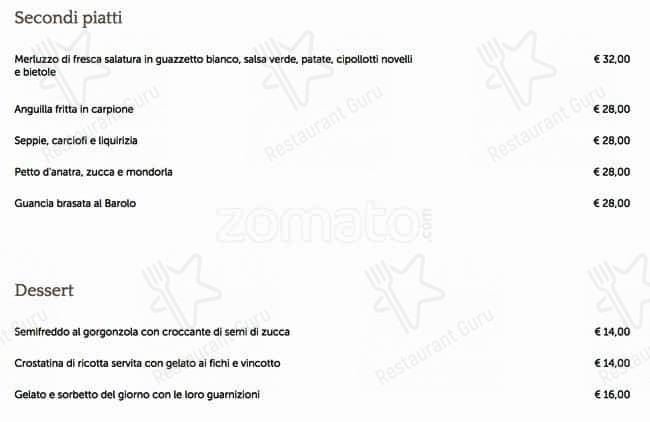 Menu di Tre Cristi Milano 