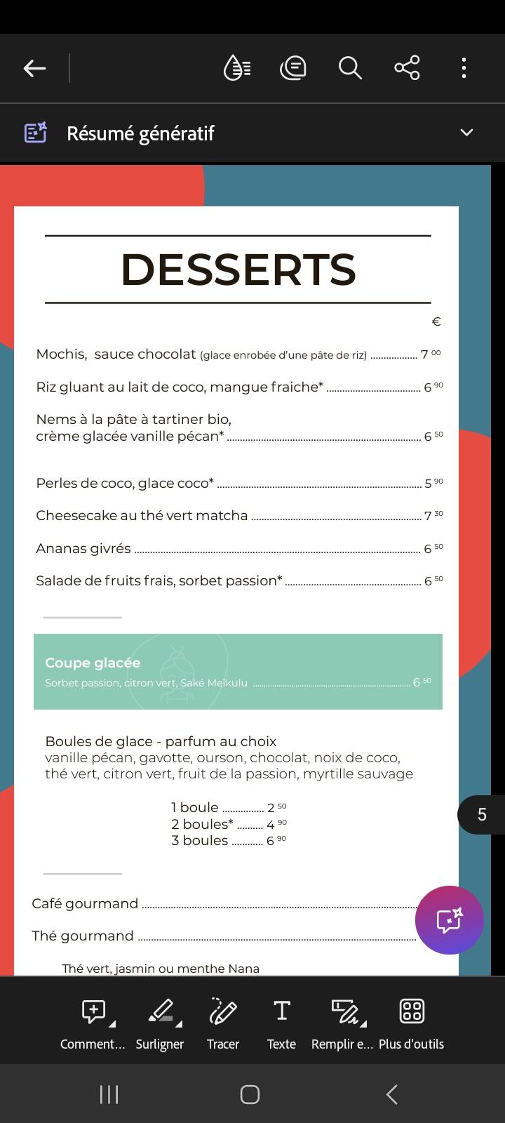 Menu de Tuk Tuk Mum
