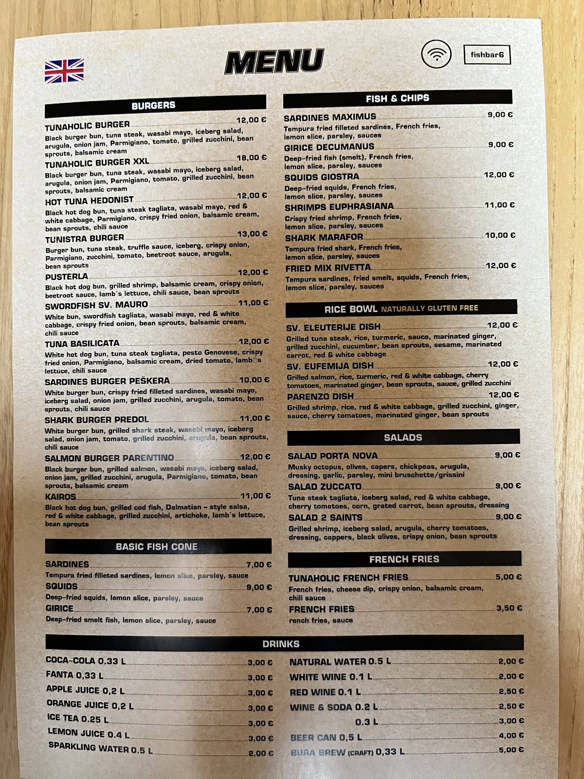 Menu di Tunaholic Fish Bar 