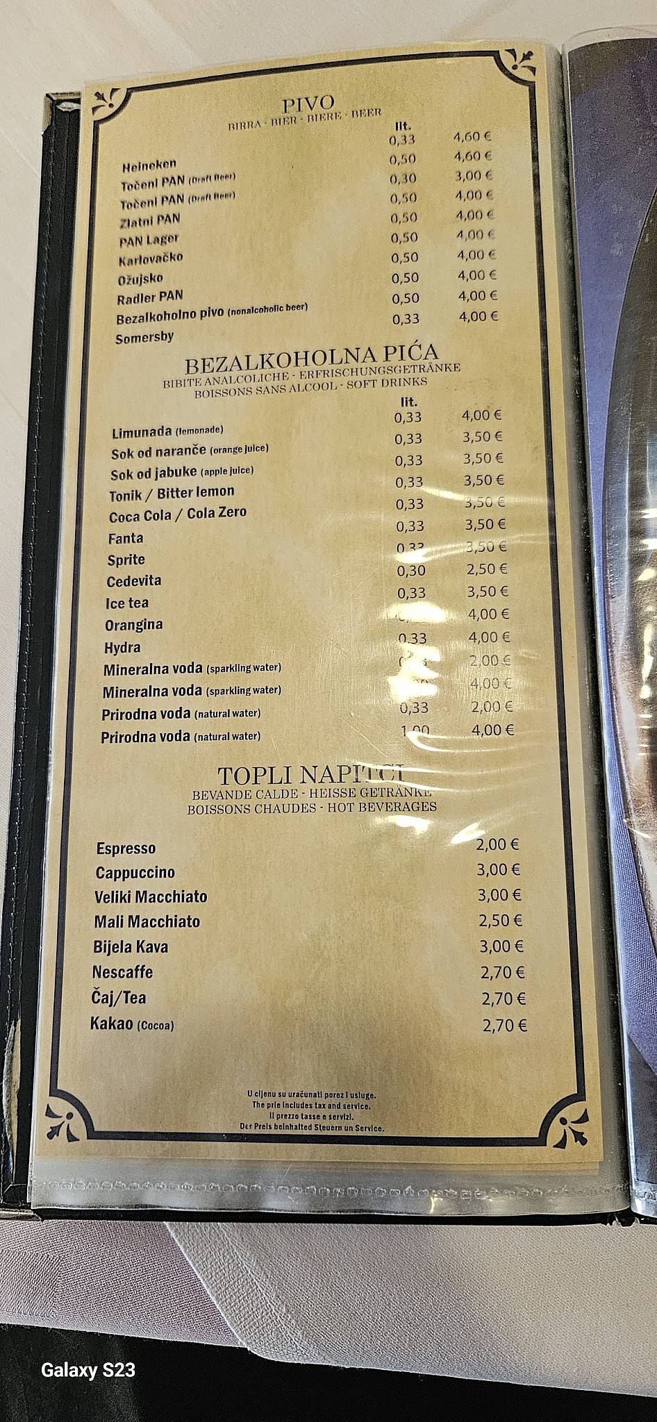 Menu di U.O Aenona 