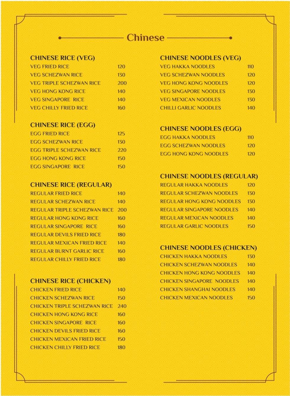 Urban Shalimar menu