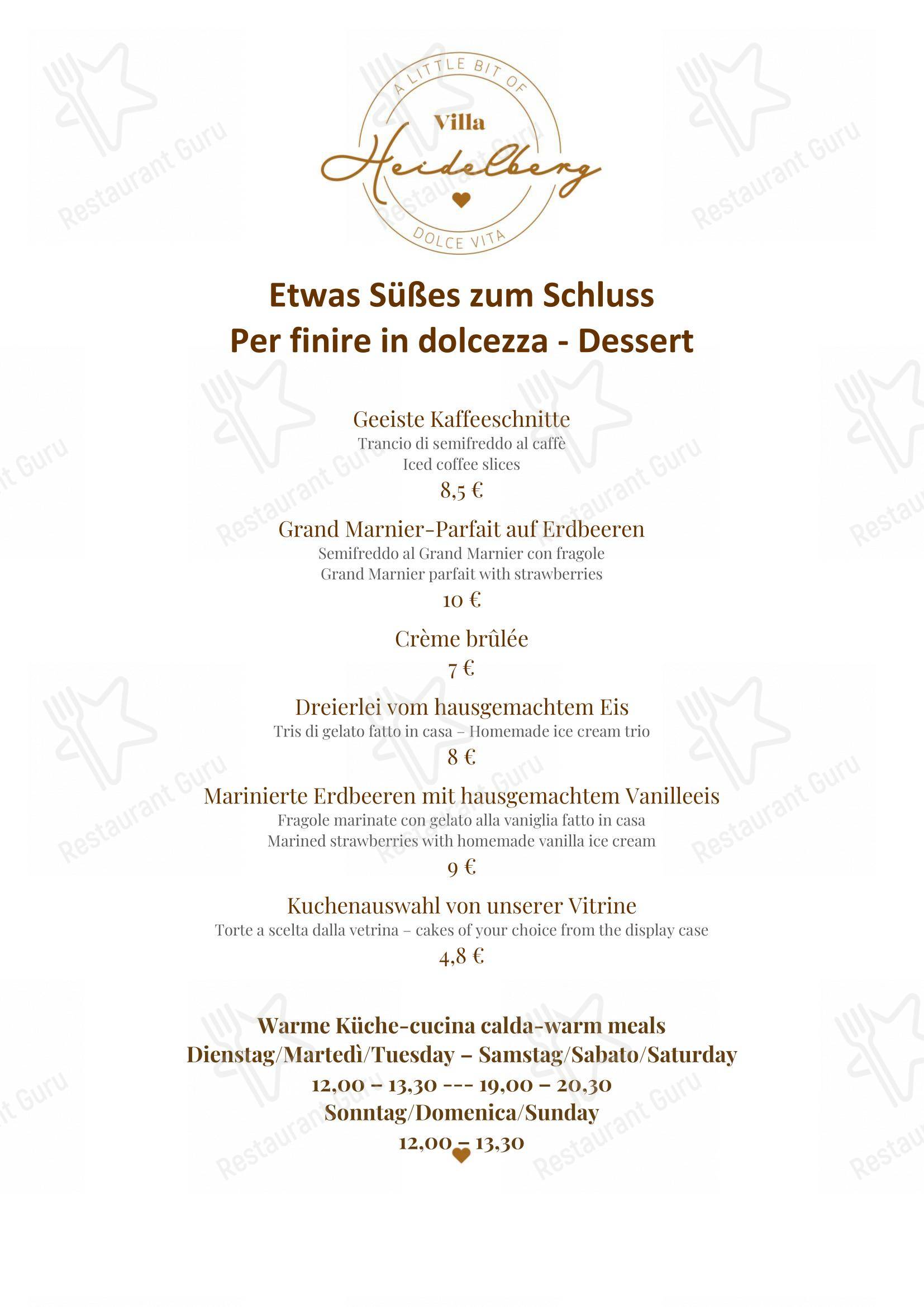 Ristorante Heidelberg in Merano - Menu