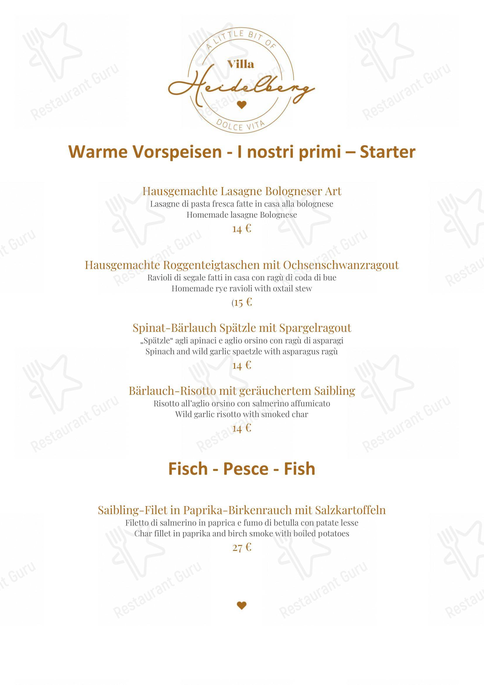 Menu di Ristorante Heidelberg - Menu bar
