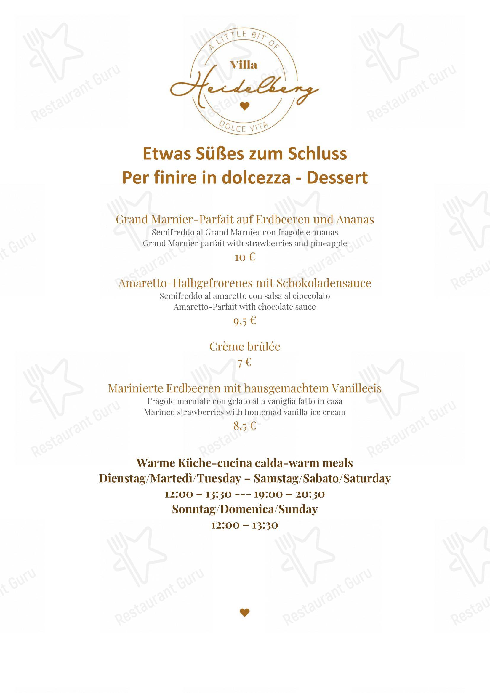 Menu bar per Ristorante Heidelberg in Merano