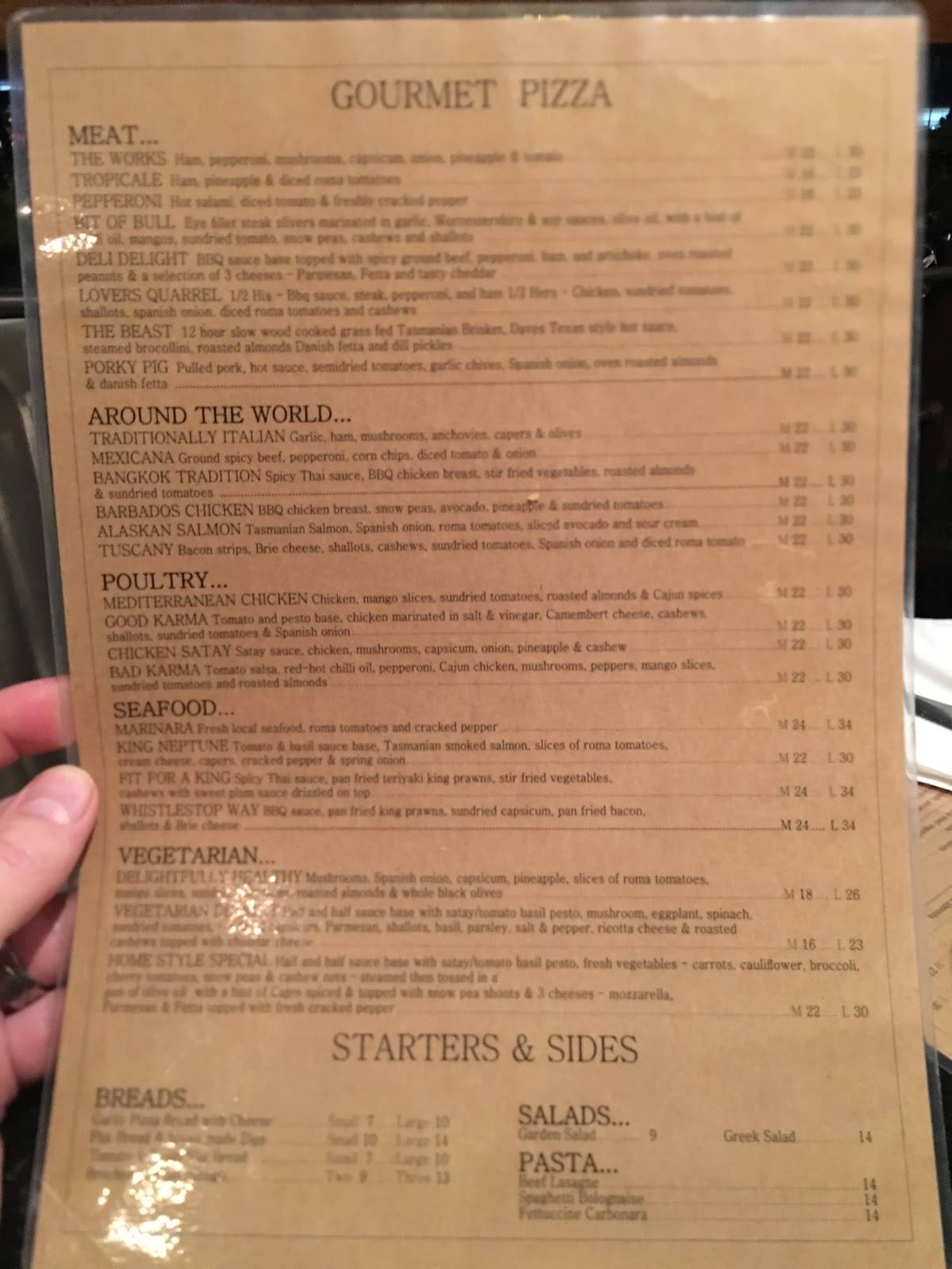 Menu at Whistlestop restaurant, Pimpama