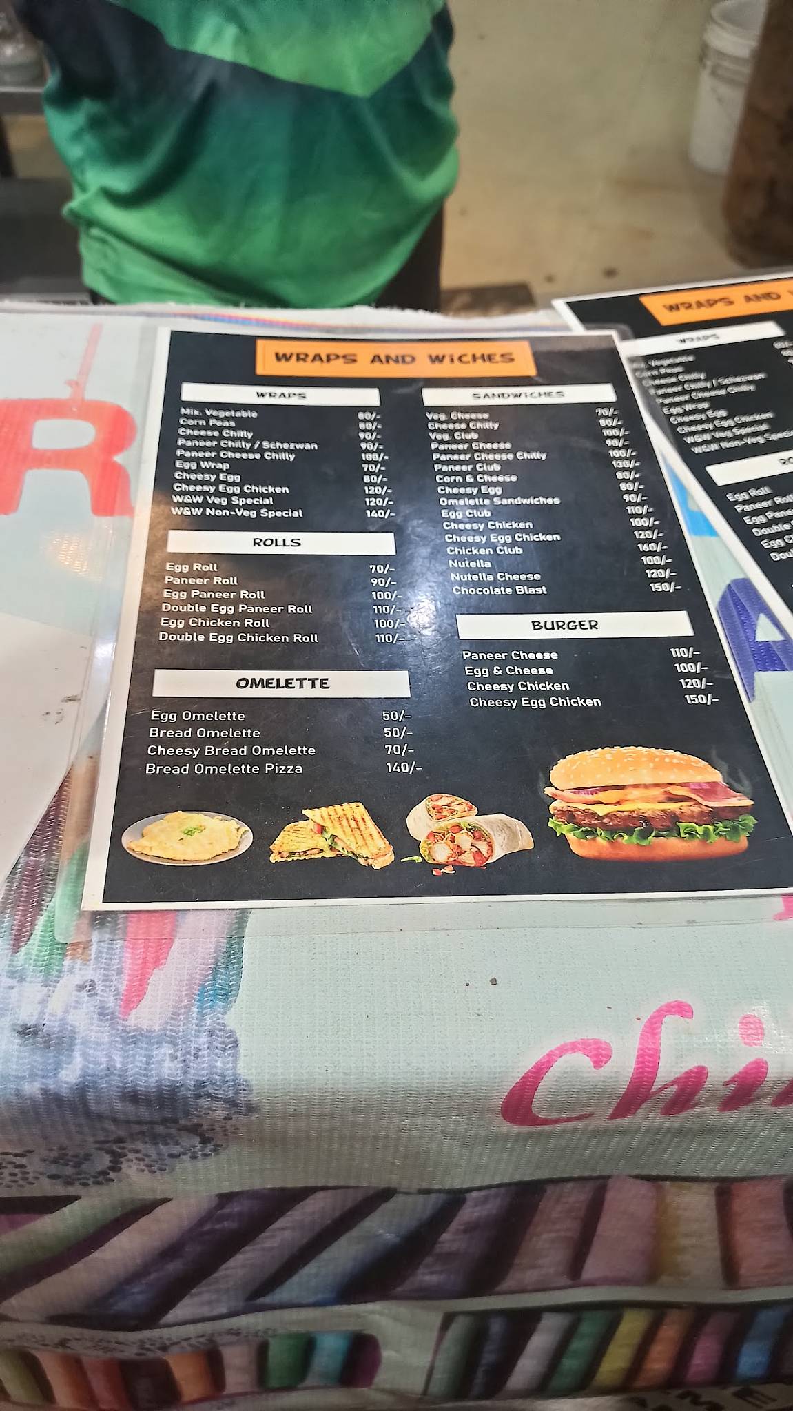 Wraps and Wiches menu