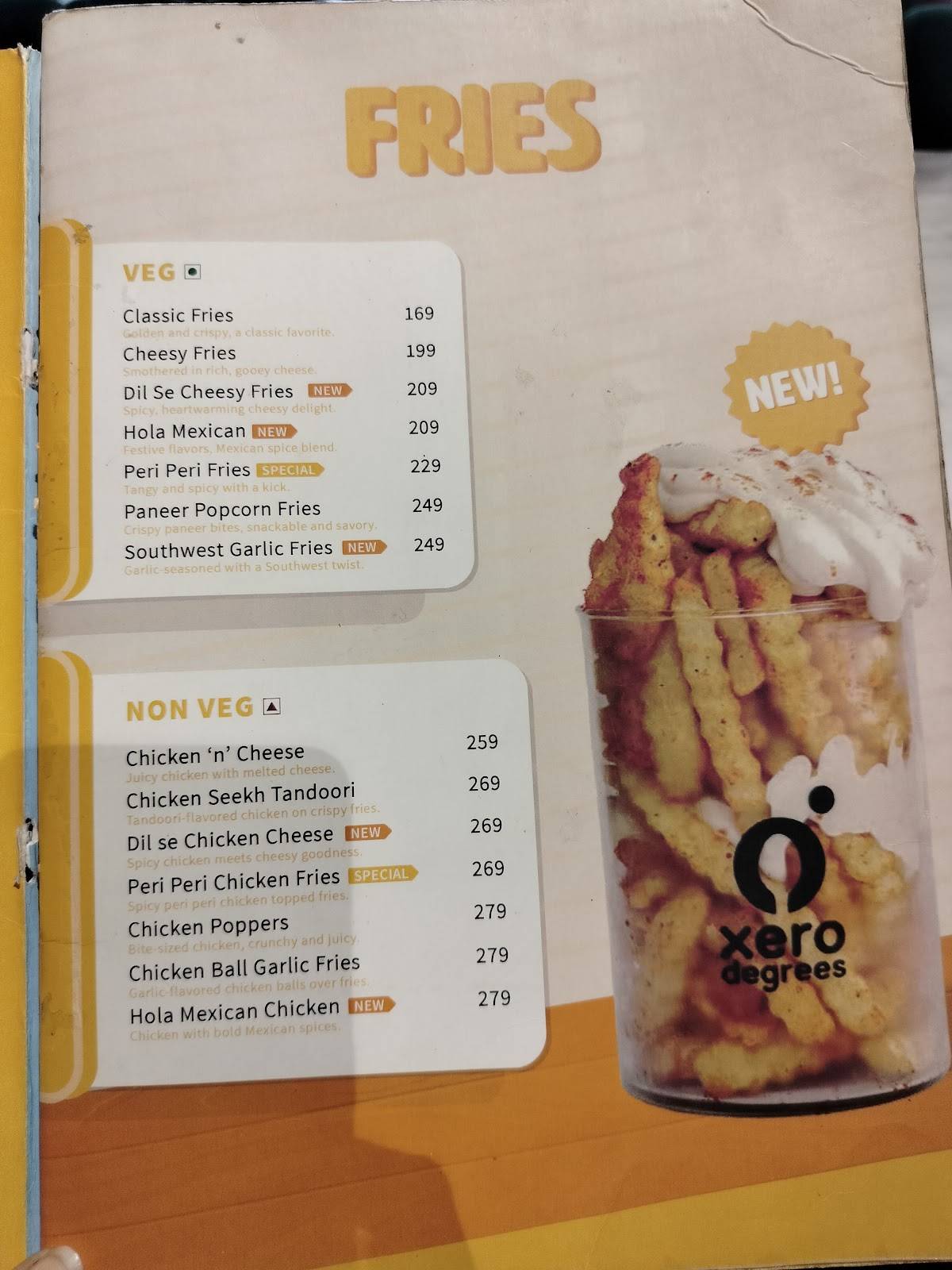 Xero Degrees Paschim Vihar menu