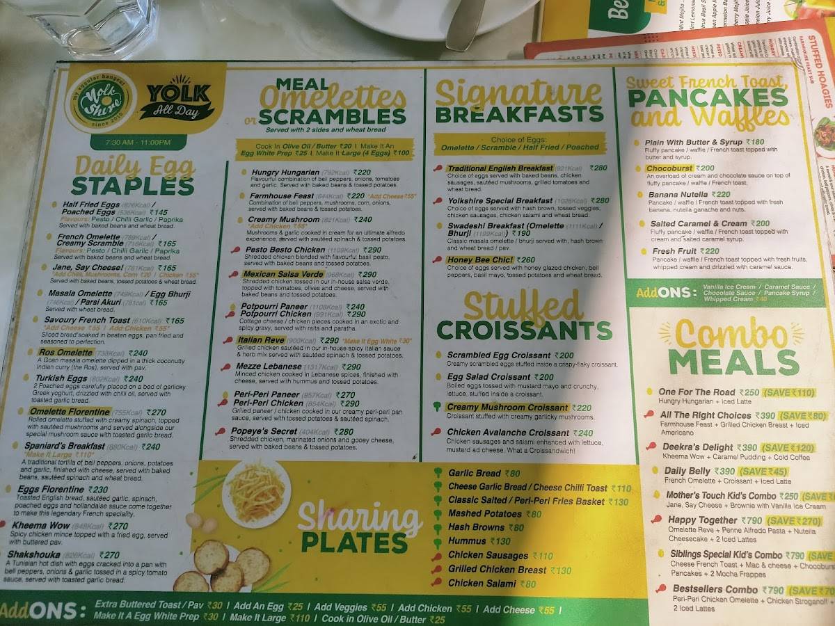 Yolkshire Salunkhe Vihar menu