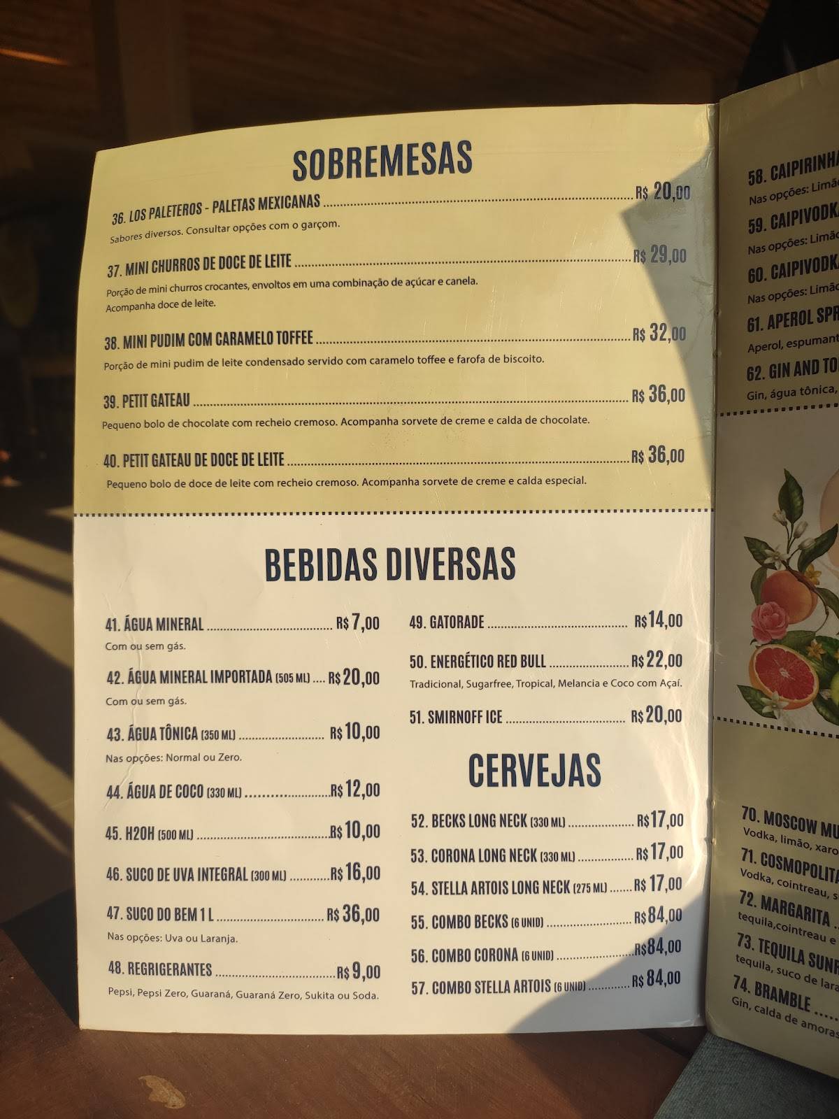 Yxpia Joaquina Bar cardápio