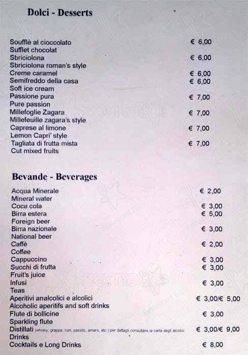 Menu di Zagara 