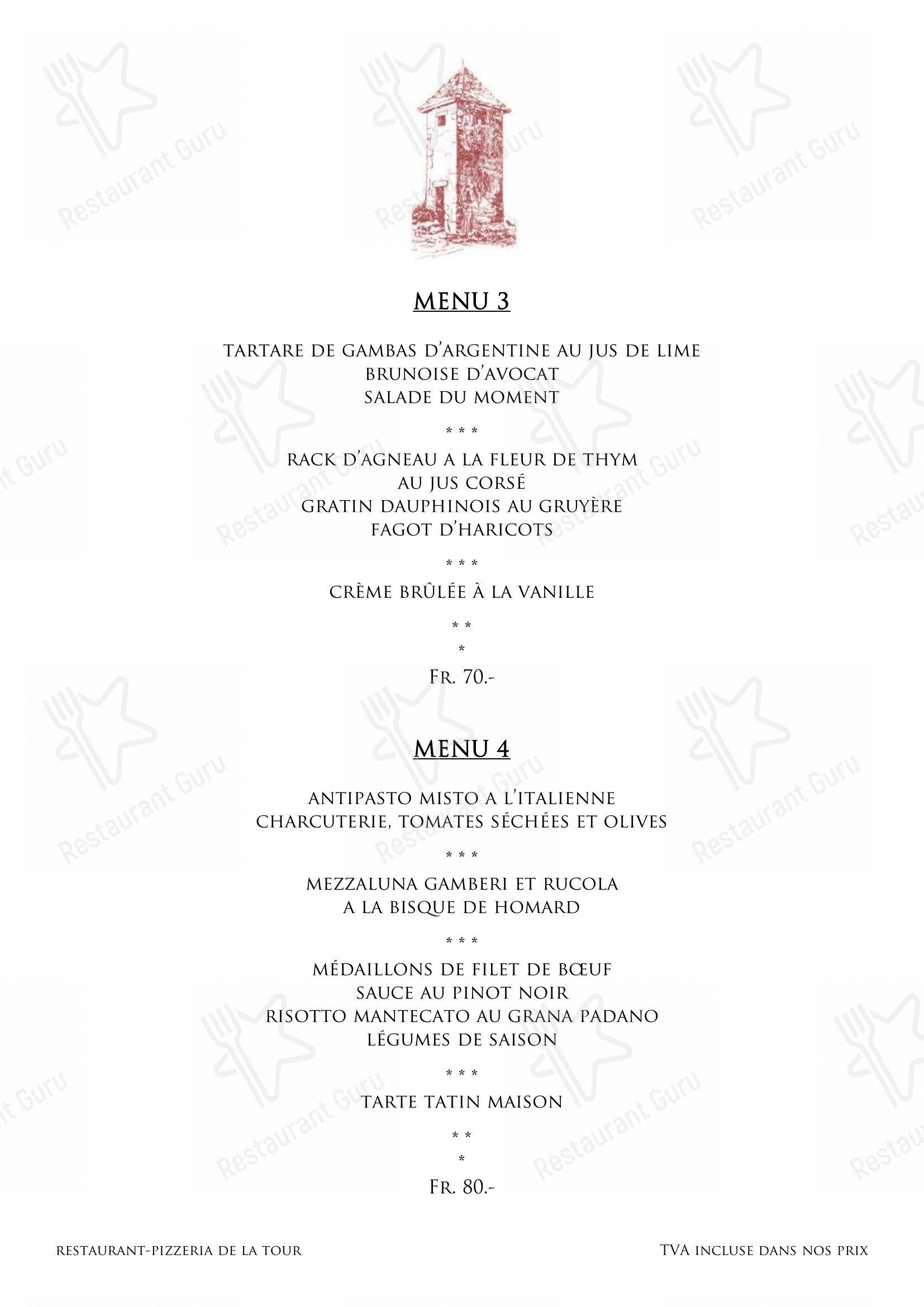 Restaurant de la Tour in Morges - Menu