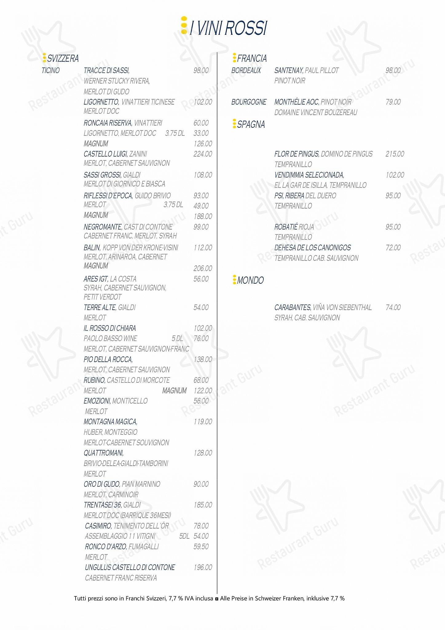 Ночное меню per Ristorante La Chiesa in Locarno