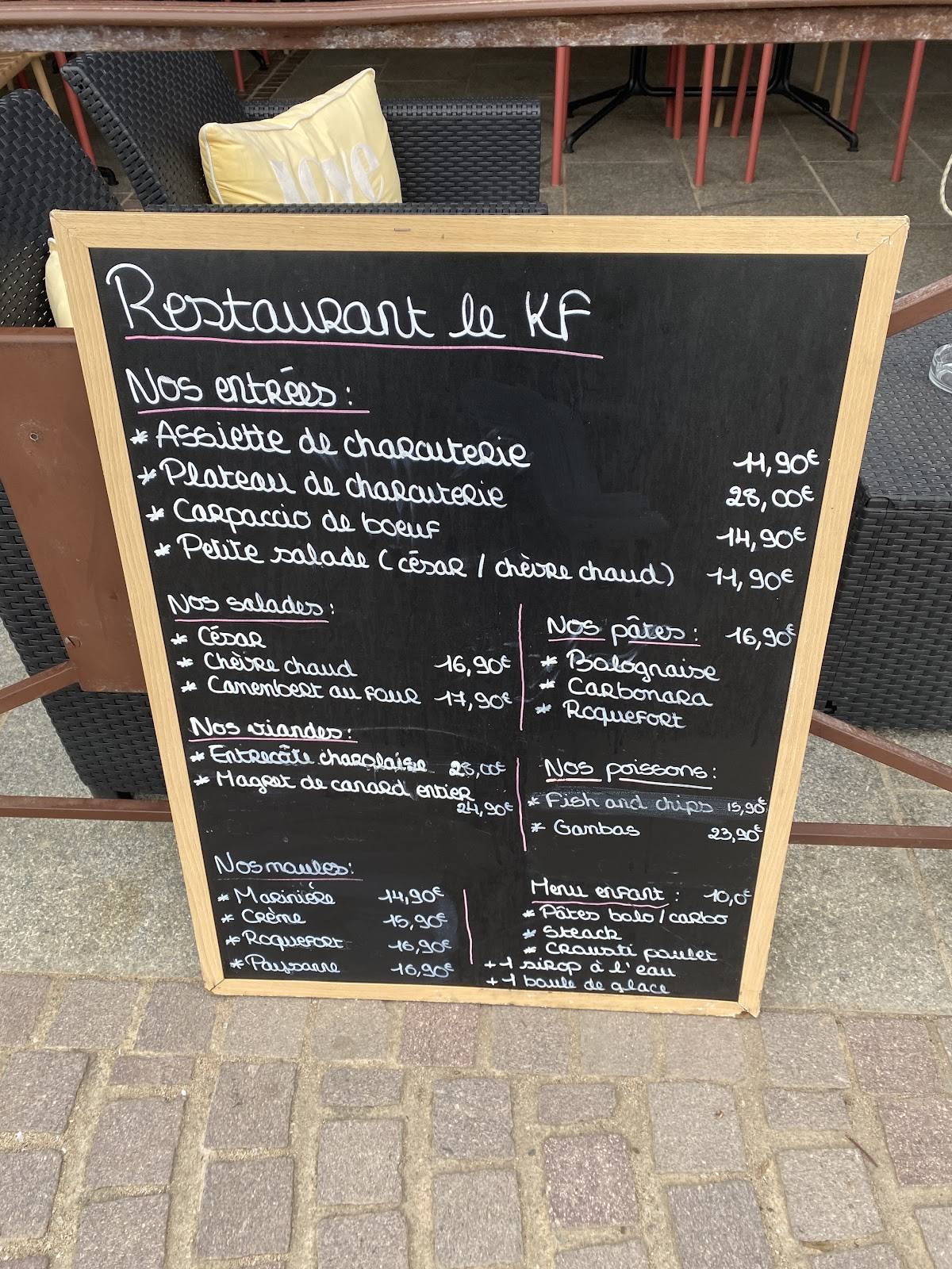 Menu de Restaurant le KF
