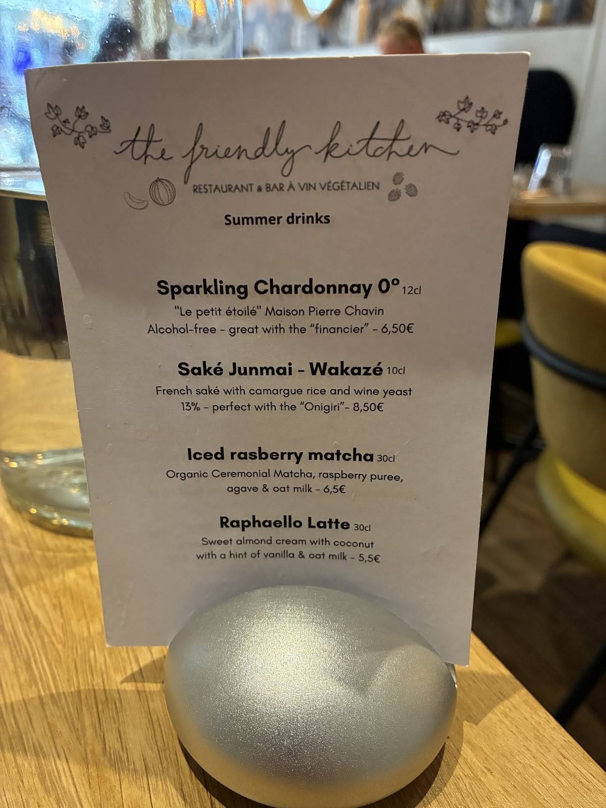 Menu de the friendly kitchen