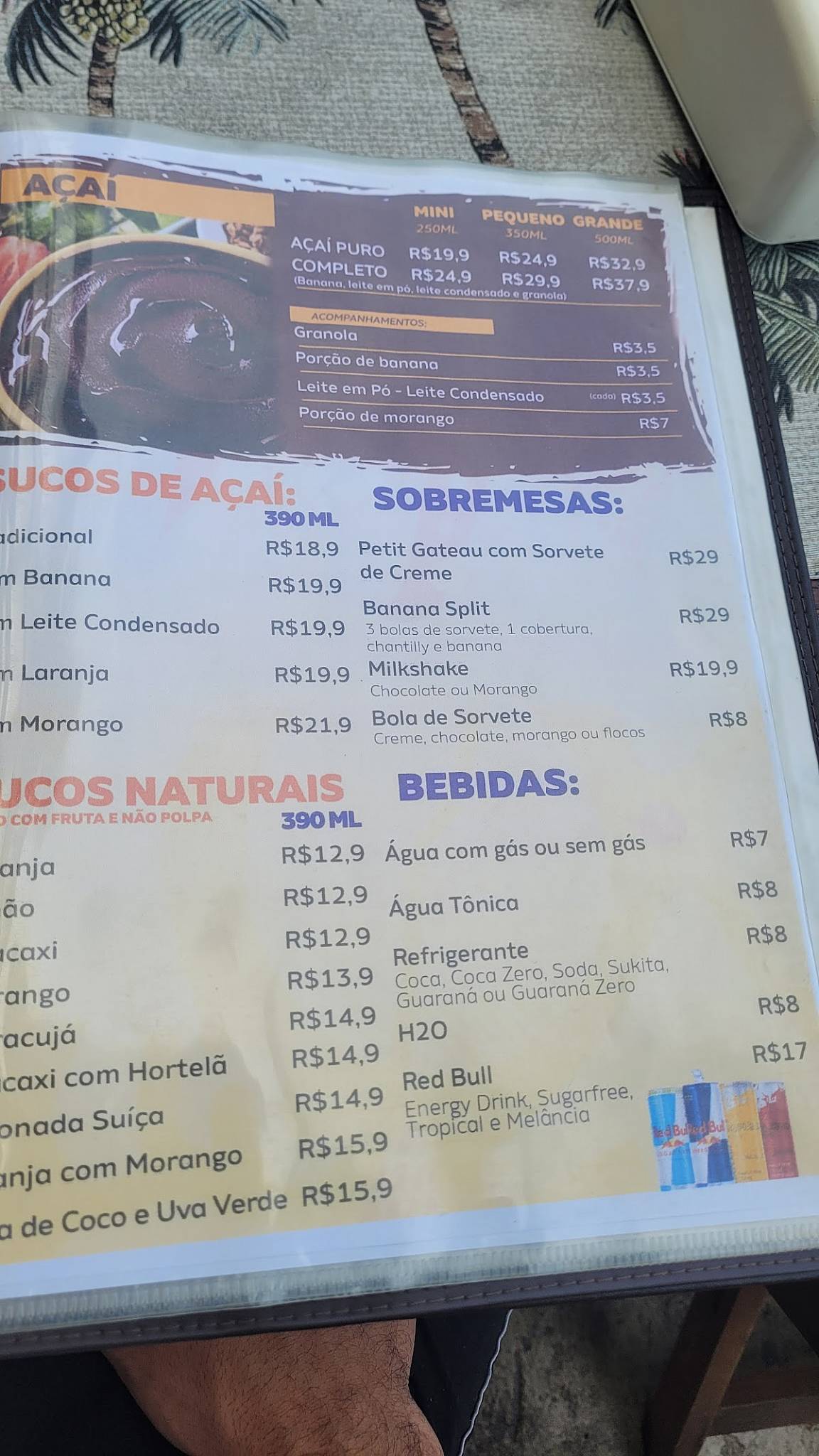 Restaurante Açaí Bar Guarujá cardápio