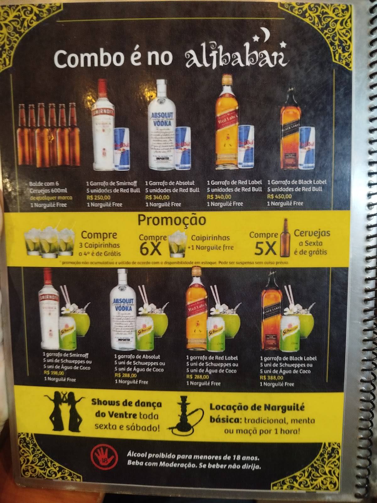 Restaurante Alibabar Cozinha Árabe em Santana cardápio