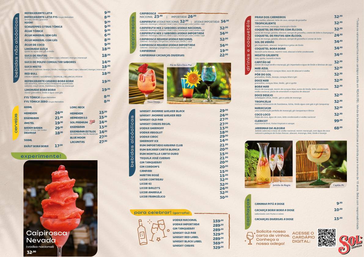 Restaurante Bora Bora Carneiros cardápio