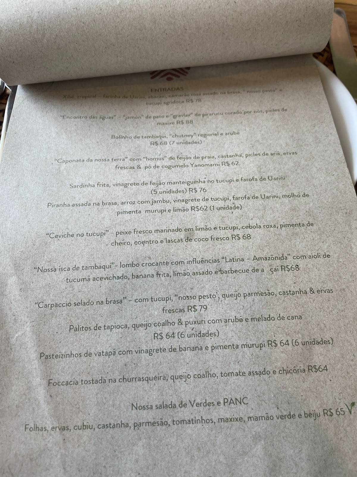 Restaurante Caxiri Manaus cardápio