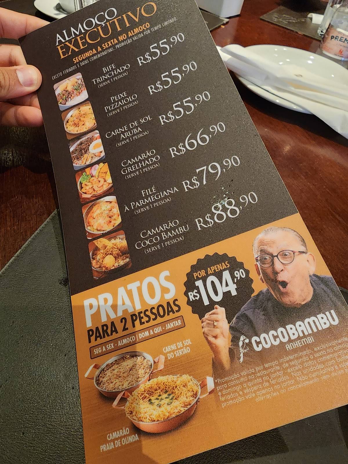 Restaurante Coco Bambu Anhembi cardápio