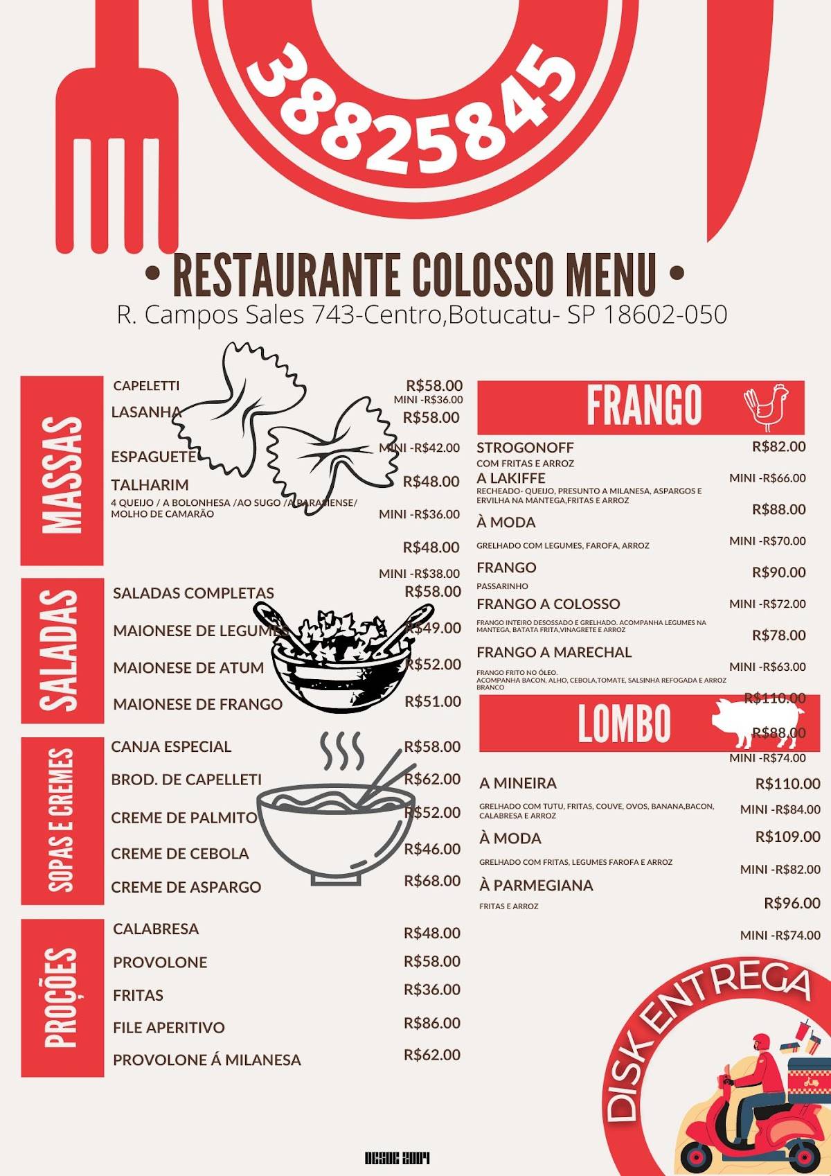 Restaurante Colosso cardápio