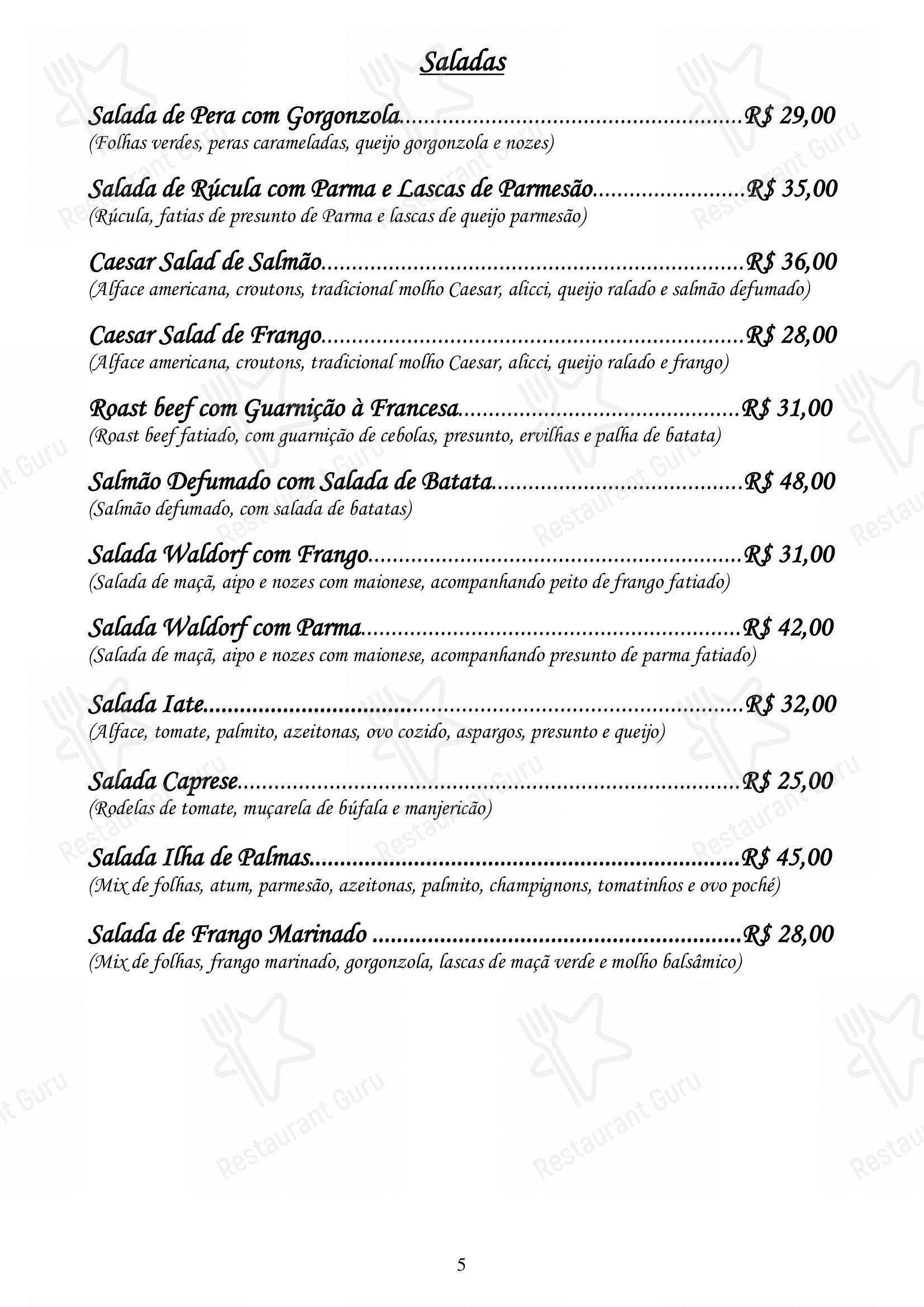 Restaurante Convés - Menu