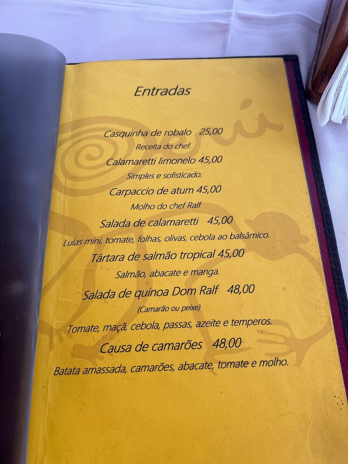Dom Ralf Mistura Peruana cardápio