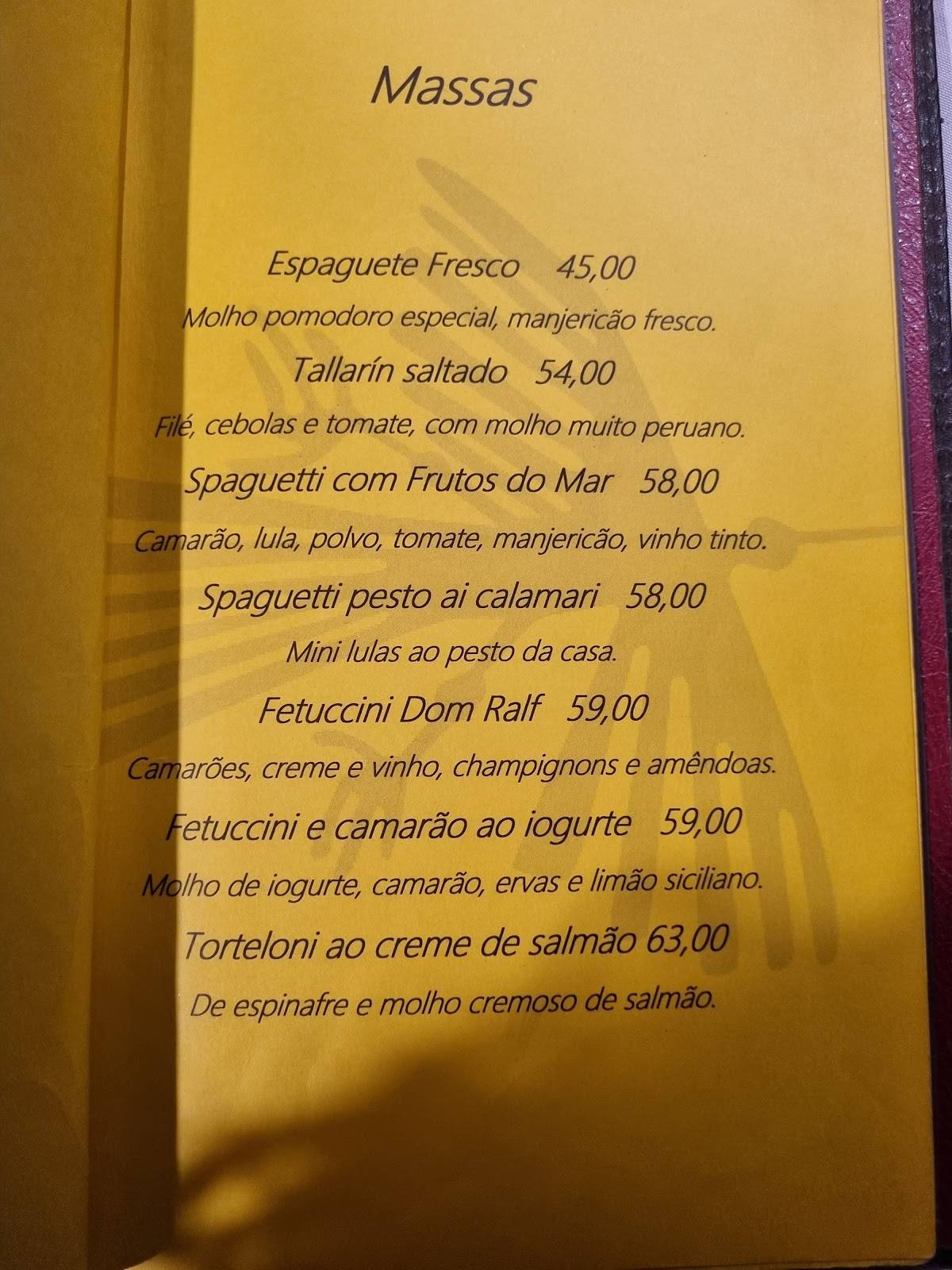 Dom Ralf Mistura Peruana cardápio