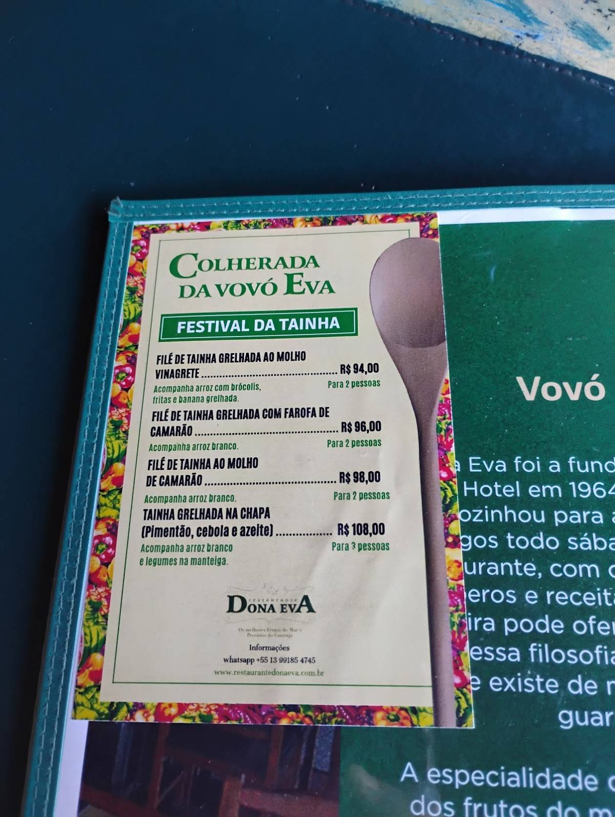 Restaurante Dona Eva cardápio