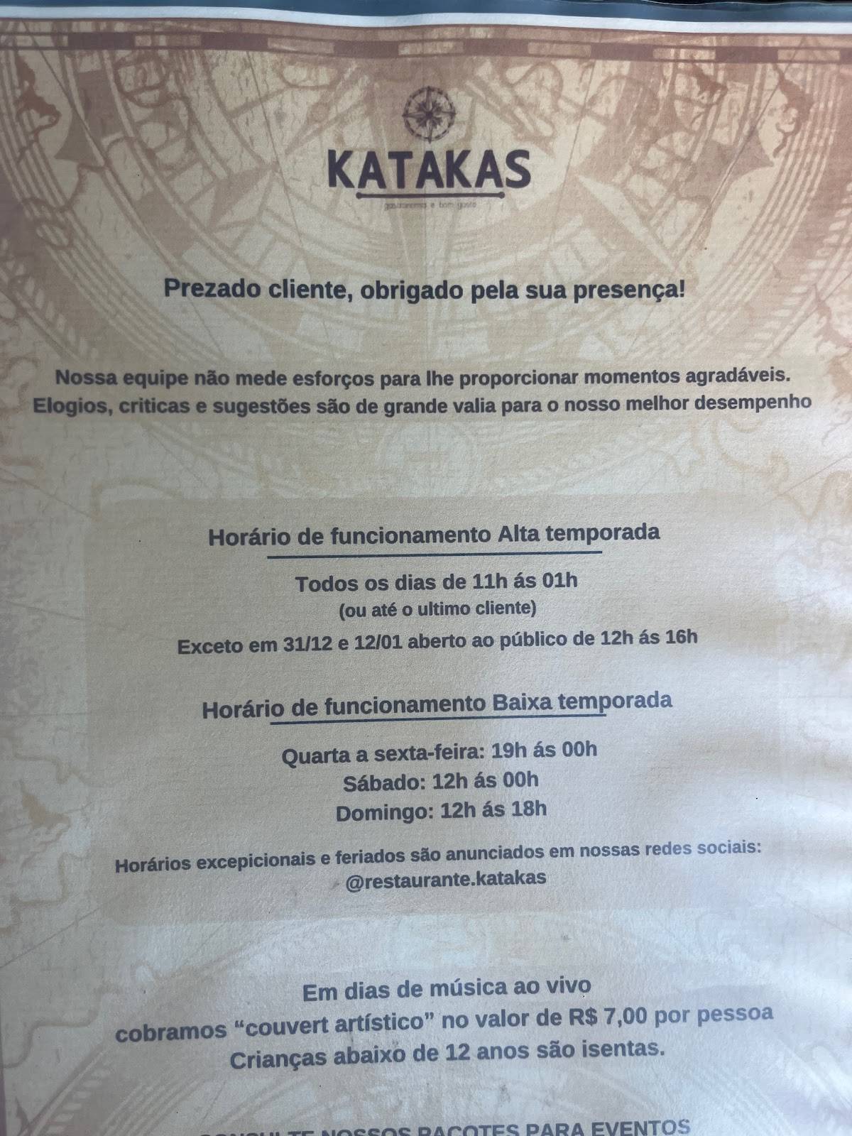 Restaurante Katakas cardápio