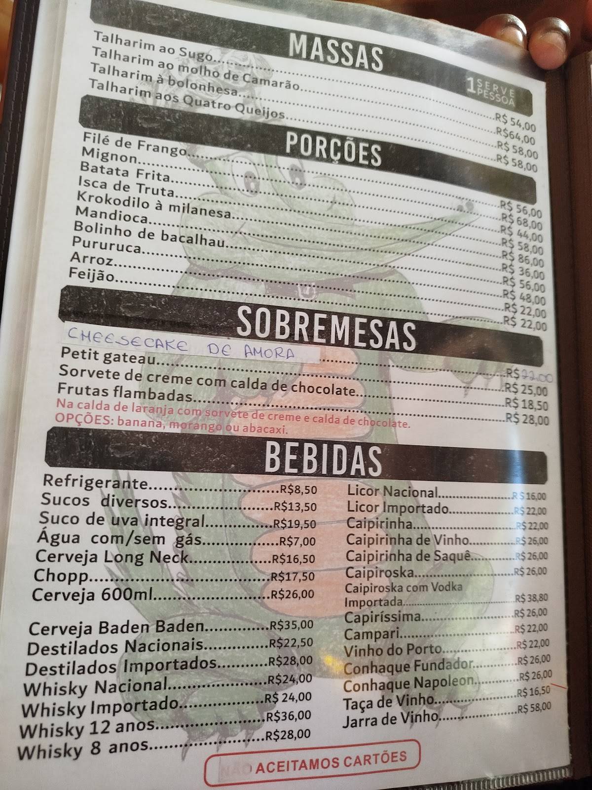 Restaurante Krokodillo IV cardápio
