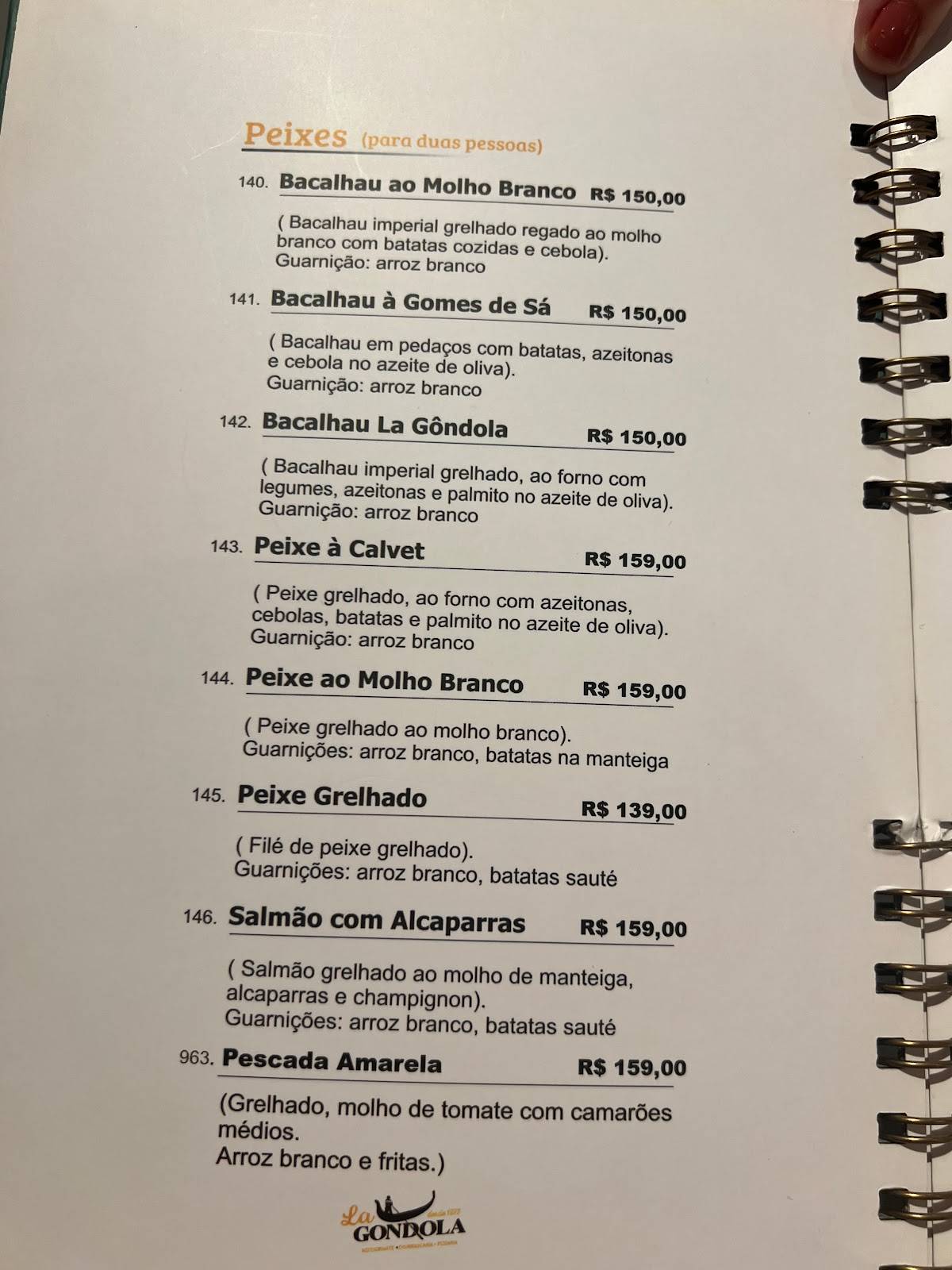 Restaurante e Churrascaria La Gondola cardápio
