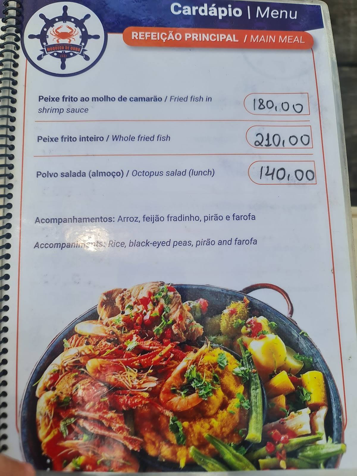 Restaurante Moqueca de Ouro cardápio