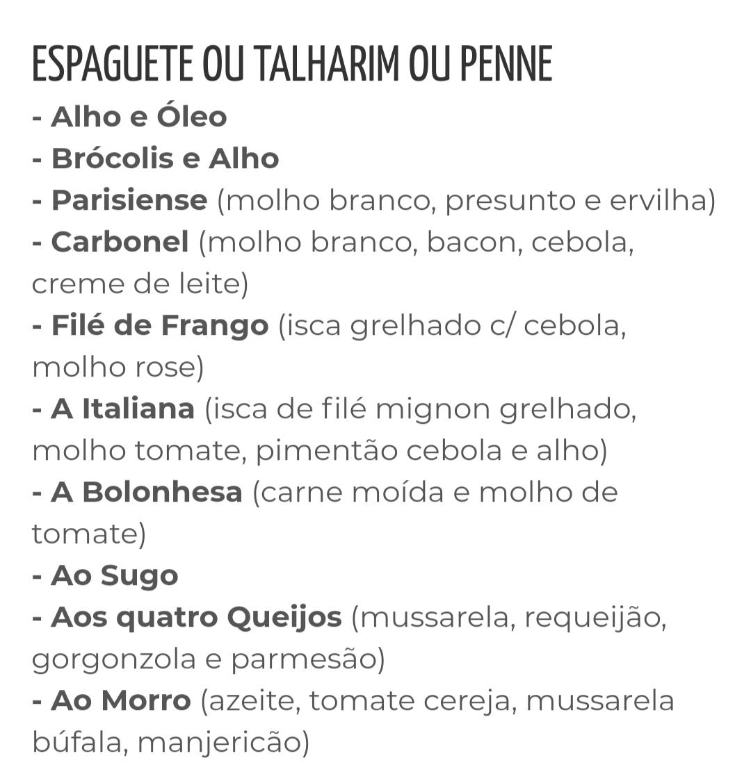 Restaurante Morro do Ronque cardápio